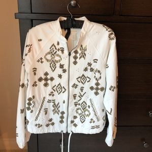 Chico's White and gold rhinestone jacket